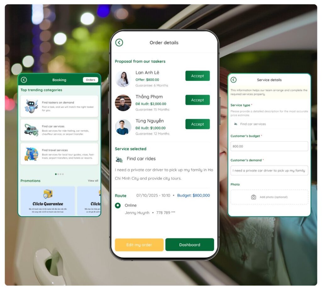 Find airport transfer service or car rental when travelling