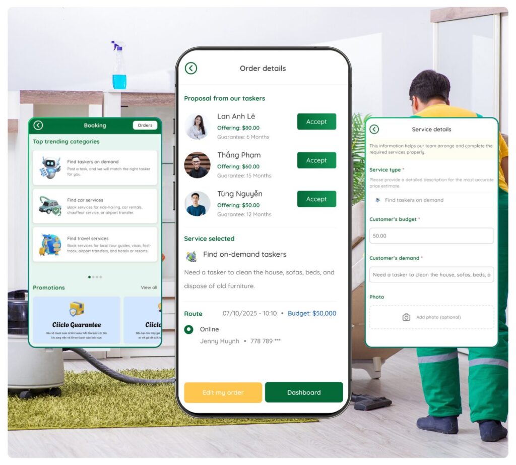 Find on-demand taskers for cleaning Ciiclo (1)